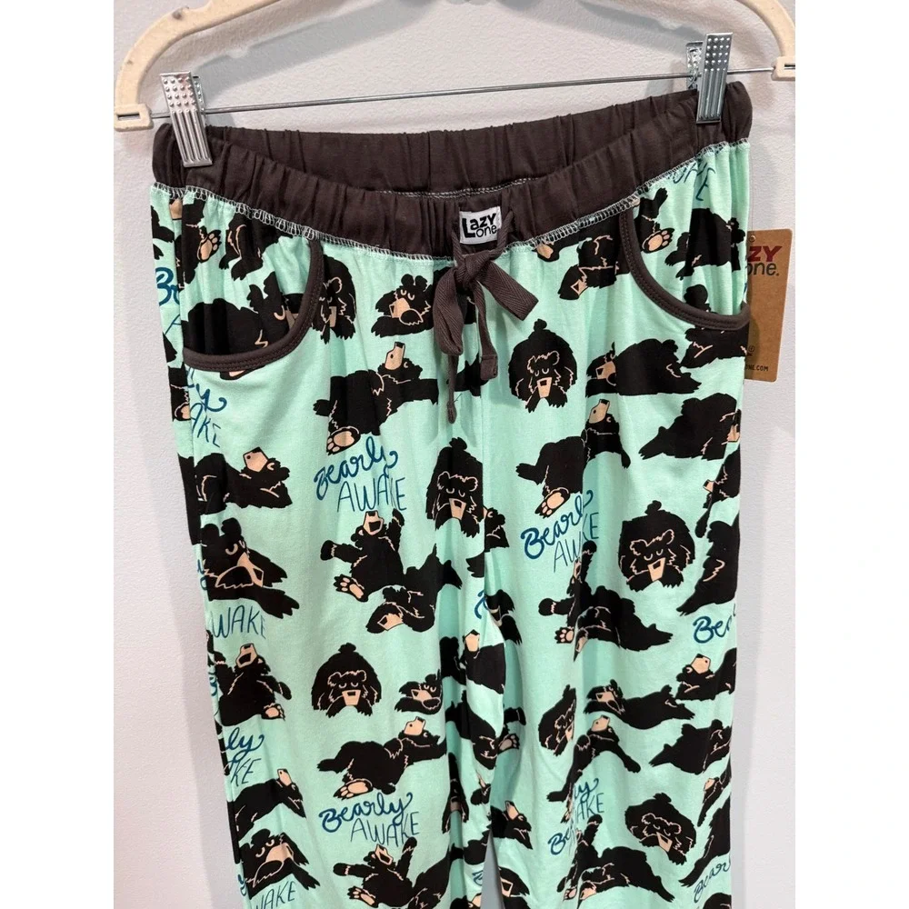 Lazy One Women's Size S‎ Bearly Awake Pajama Pants Lounge Sleepwear Drawstring